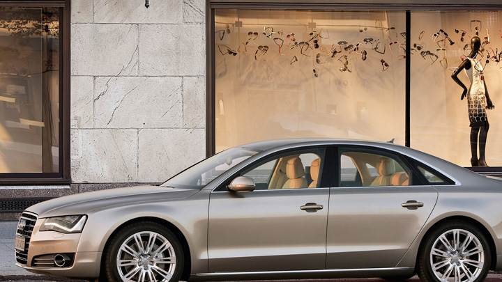 Side Pose Of 2011 Audi A8 In Golden